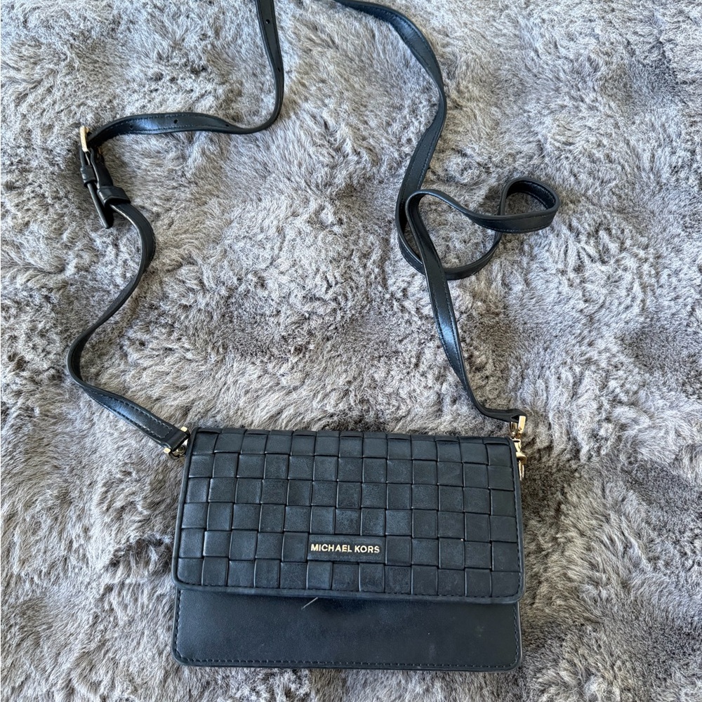 Michael Kors Woven Black Crossbody Bag
